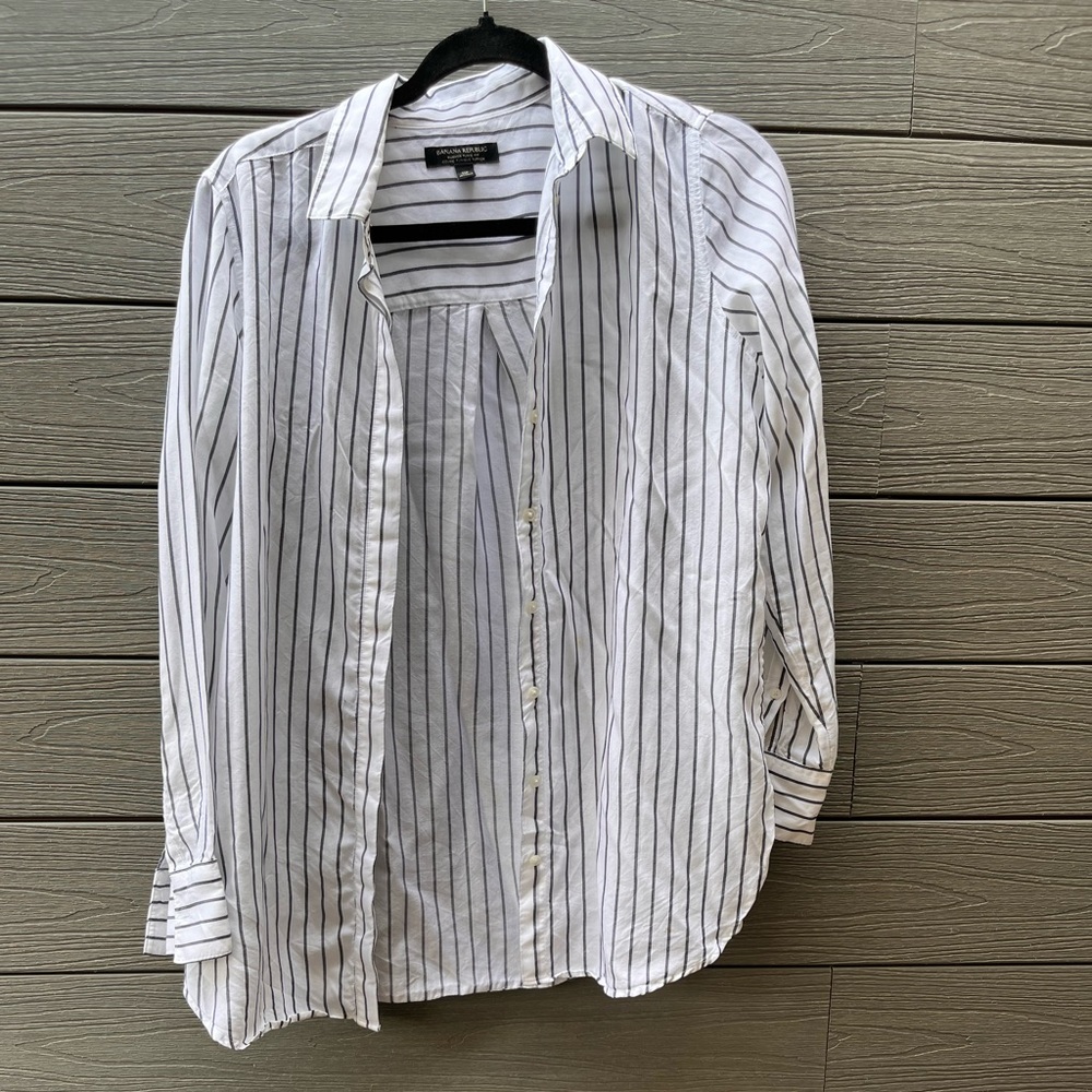 Striped button-up shirt